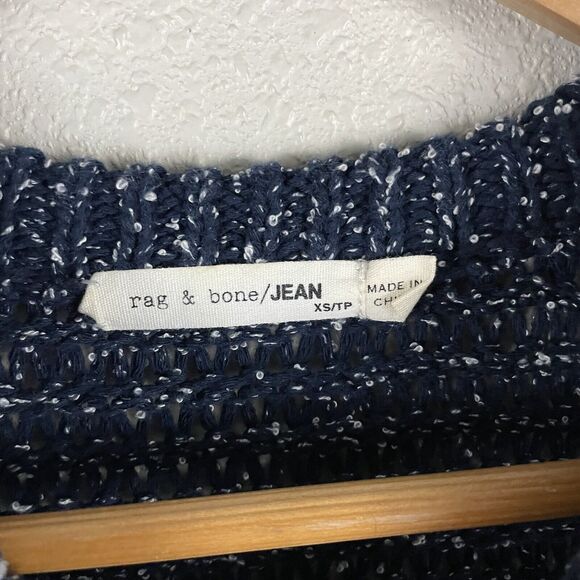 Rag & Bone Womens XS Blue Marina Crew Neck Speckled Sweater - Picture 2 of 4